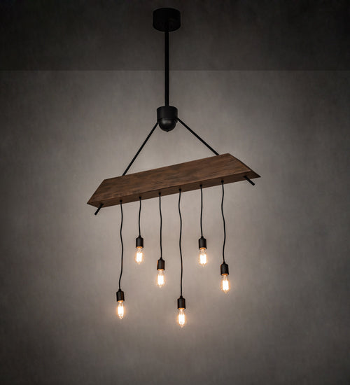 Meyda Lighting Alva 44" 6-Light Textured Black Beam Pendant Light