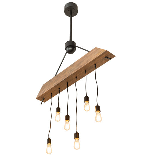 Meyda Lighting Alva 44" 6-Light Textured Black Beam Pendant Light