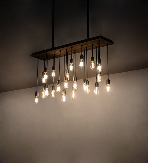 Meyda Lighting Alva 48" 22-Light Oxidized Steel & Dark Walnut Pendant Light