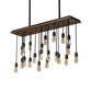 Meyda Lighting Alva 48" 22-Light Oxidized Steel & Dark Walnut Pendant Light