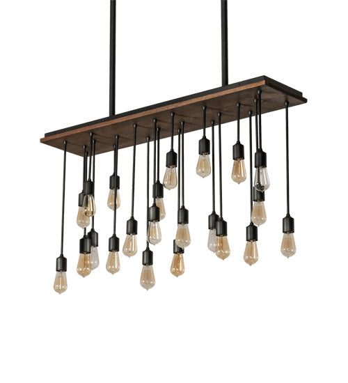 Meyda Lighting Alva 48" 22-Light Oxidized Steel & Dark Walnut Pendant Light
