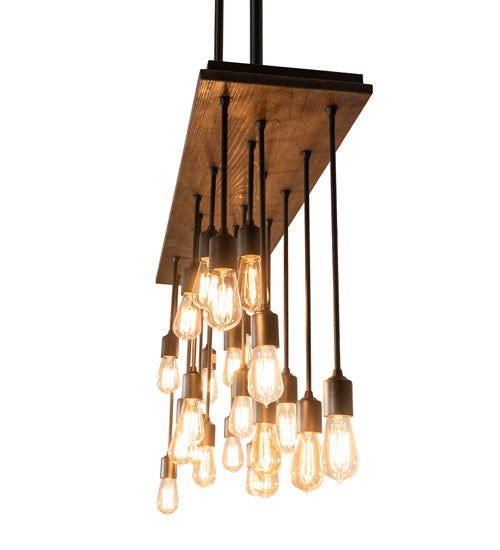 Meyda Lighting Alva 48" 22-Light Oxidized Steel & Dark Walnut Pendant Light