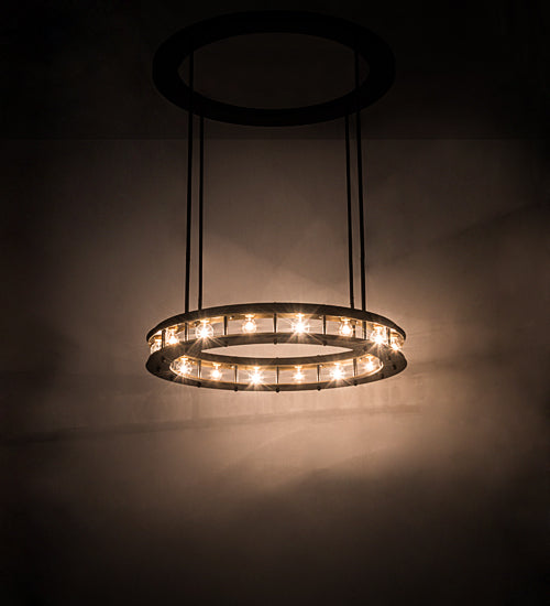 Meyda Lighting Alva 49" 16-Light Solar Black & Buttered Brass Cilindro Pendant Light