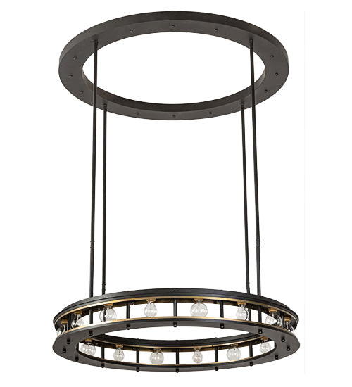 Meyda Lighting Alva 49" 16-Light Solar Black & Buttered Brass Cilindro Pendant Light