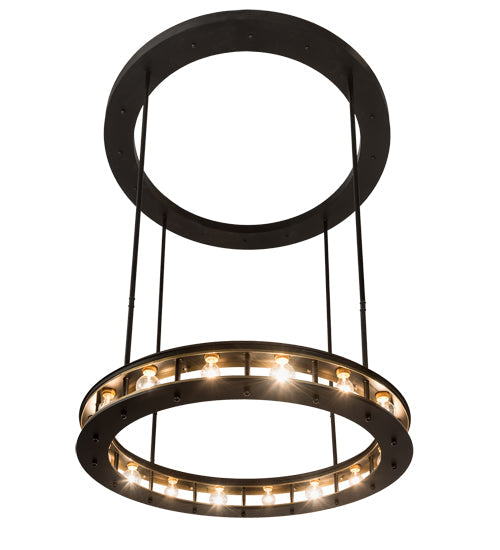 Meyda Lighting Alva 49" 16-Light Solar Black & Buttered Brass Cilindro Pendant Light