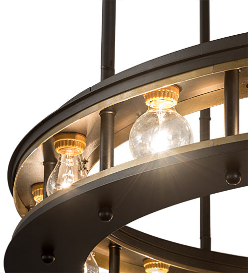 Meyda Lighting Alva 49" 16-Light Solar Black & Buttered Brass Cilindro Pendant Light