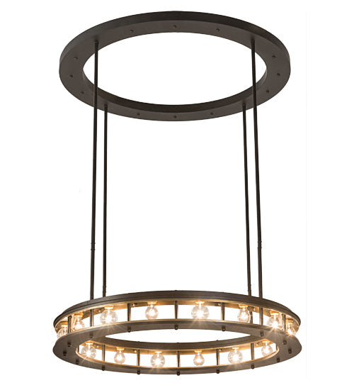 Meyda Lighting Alva 49" 16-Light Solar Black & Buttered Brass Cilindro Pendant Light