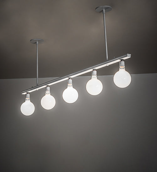 Meyda Lighting Alva 54" 5-Light Gloss White Island Pendant Light With White Shade Glass