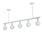 Meyda Lighting Alva 54" 5-Light Gloss White Island Pendant Light With White Shade Glass