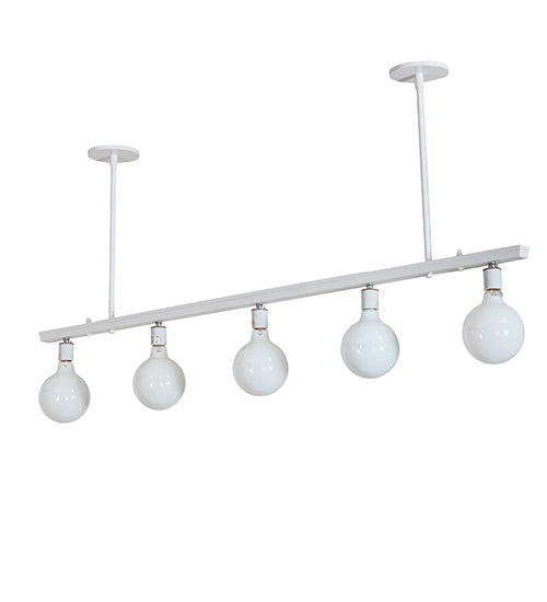 Meyda Lighting Alva 54" 5-Light Gloss White Island Pendant Light With White Shade Glass