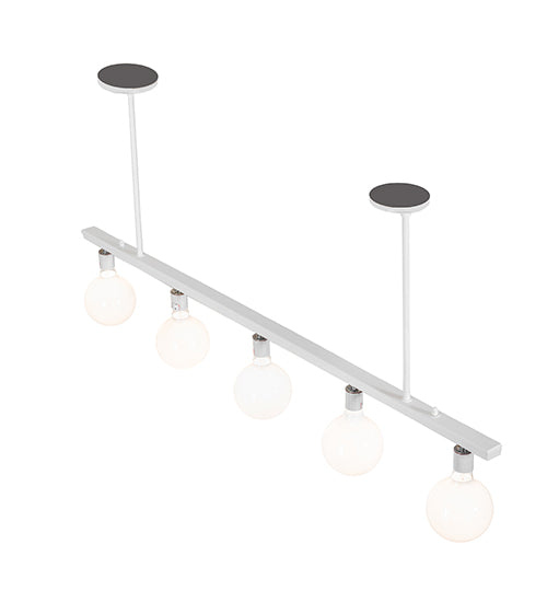 Meyda Lighting Alva 54" 5-Light Gloss White Island Pendant Light With White Shade Glass