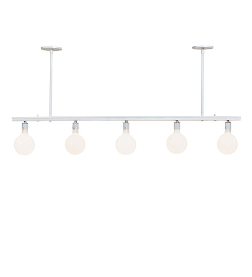 Meyda Lighting Alva 54" 5-Light Gloss White Island Pendant Light With White Shade Glass