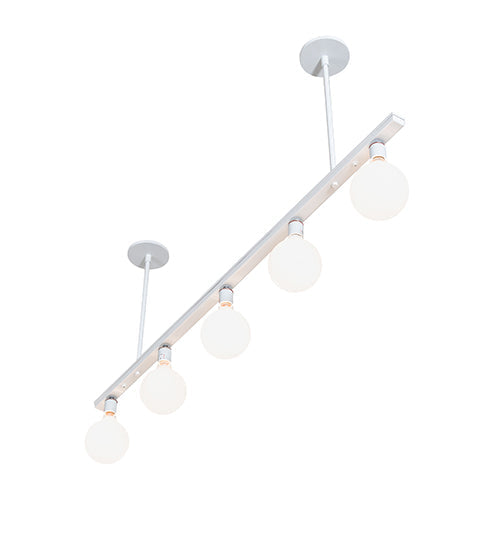 Meyda Lighting Alva 54" 5-Light Gloss White Island Pendant Light With White Shade Glass