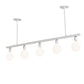Meyda Lighting Alva 54" 5-Light Gloss White Island Pendant Light With White Shade Glass