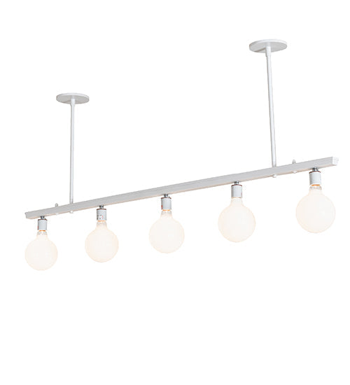 Meyda Lighting Alva 54" 5-Light Gloss White Island Pendant Light With White Shade Glass