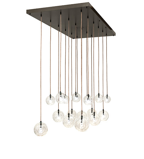 Meyda Lighting Alva Orb 80" 18-Light Bronze Cascading Chandelier With Clear Globe Shade Glass
