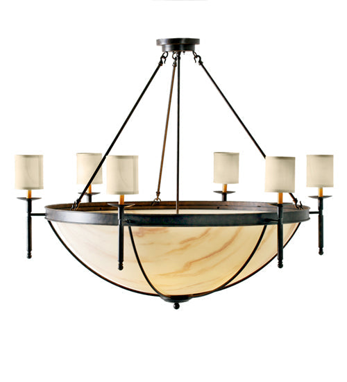 Meyda Lighting Alysia 60" 12-Light Gilded Tobacco Inverted Pendant Light With Tawnyrock Idalight Shade
