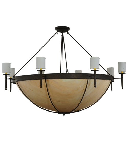 Meyda Lighting Alysia 85" 16-Light Semi-flush Mount Ceiling Light With Beige and White Shade