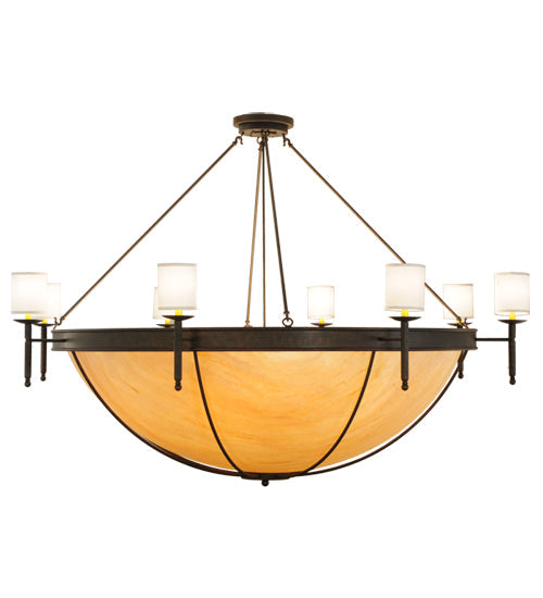 Meyda Lighting Alysia 85" 16-Light Semi-flush Mount Ceiling Light With Beige and White Shade