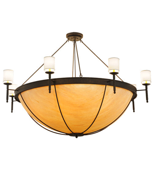 Meyda Lighting Alysia 85" 16-Light Semi-flush Mount Ceiling Light With Beige and White Shade