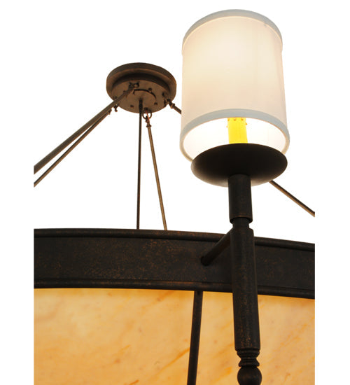 Meyda Lighting Alysia 85" 16-Light Semi-flush Mount Ceiling Light With Beige and White Shade