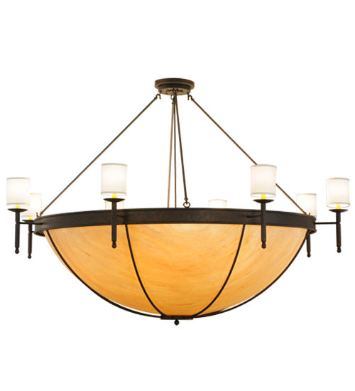 Meyda Lighting Alysia 85" 16-Light Semi-flush Mount Ceiling Light With Beige and White Shade