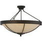 Meyda Lighting Alysiales 32" 5-Light Copper Rust Semi-flush Mount Ceiling Light With Beige Travertine Idalight Shade Glass