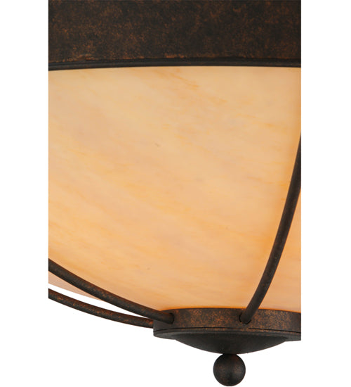 Meyda Lighting Alysiales 32" 5-Light Copper Rust Semi-flush Mount Ceiling Light With Beige Travertine Idalight Shade Glass
