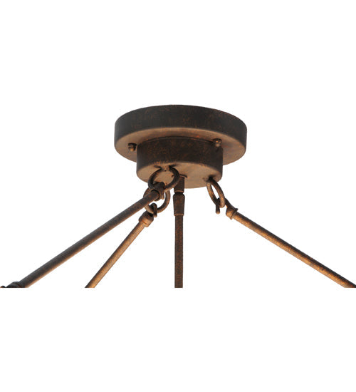 Meyda Lighting Alysiales 32" 5-Light Copper Rust Semi-flush Mount Ceiling Light With Beige Travertine Idalight Shade Glass
