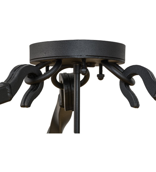 Meyda Lighting Alysiales 36" 6-Light Textured Black Luxe Semi-flush Mount Ceiling Light With Tawnyrock Idalight Shade Glass