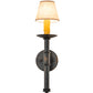 Meyda Lighting Amada 5" Antique Black Wall Sconce With Brown Natural Parchment Textrene Shade