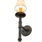 Meyda Lighting Amada 5" Antique Black Wall Sconce With Brown Natural Parchment Textrene Shade