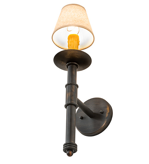 Meyda Lighting Amada 5" Antique Black Wall Sconce With Brown Natural Parchment Textrene Shade