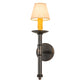 Meyda Lighting Amada 5" Antique Black Wall Sconce With Brown Natural Parchment Textrene Shade