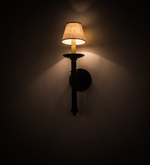 Meyda Lighting Amada 5" Blackwash Wall Sconce With Beige Aged Celadon Shade