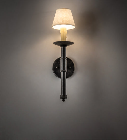 Meyda Lighting Amada 5" Golden Bronze Wall Sconce With Beige Natural Parchment Shade
