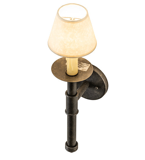 Meyda Lighting Amada 5" Golden Bronze Wall Sconce With Beige Natural Parchment Shade