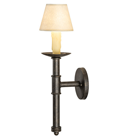 Meyda Lighting Amada 5" Golden Bronze Wall Sconce With Beige Natural Parchment Shade