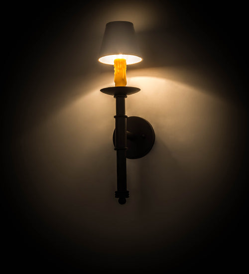 Meyda Lighting Amada 5" Oil Rubbed Bronze Wall Sconce With White Textrene Shade