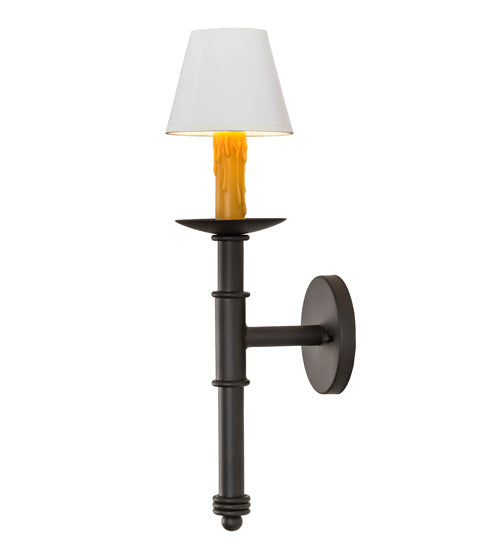 Meyda Lighting Amada 5" Oil Rubbed Bronze Wall Sconce With White Textrene Shade