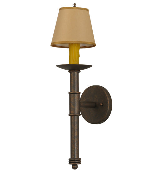 Meyda Lighting Amada 6" Gilded Tobacco Wall Sconce With Brown Natural Parchment Shade