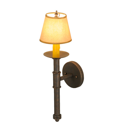 Meyda Lighting Amada 6" Gilded Tobacco Wall Sconce With Brown Natural Parchment Shade