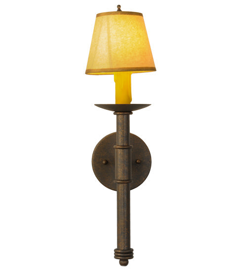 Meyda Lighting Amada 6" Gilded Tobacco Wall Sconce With Brown Natural Parchment Shade