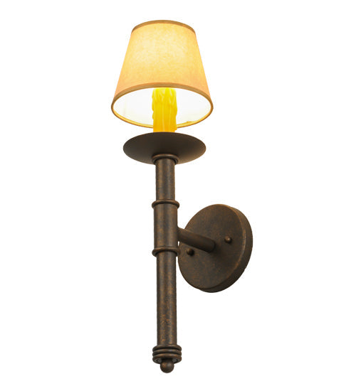 Meyda Lighting Amada 6" Gilded Tobacco Wall Sconce With Brown Natural Parchment Shade