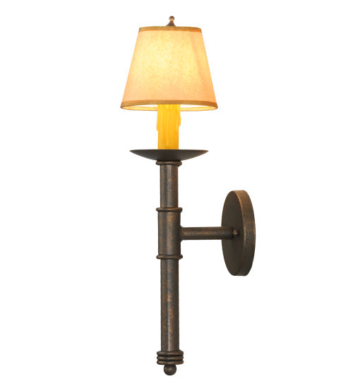 Meyda Lighting Amada 6" Gilded Tobacco Wall Sconce With Brown Natural Parchment Shade