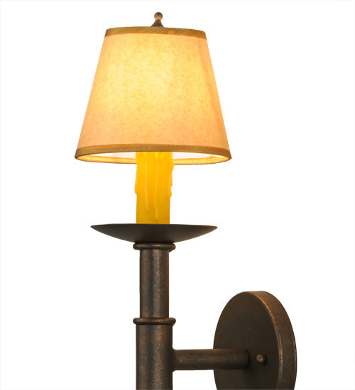 Meyda Lighting Amada 6" Gilded Tobacco Wall Sconce With Brown Natural Parchment Shade