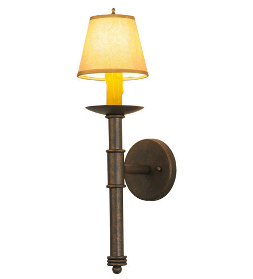 Meyda Lighting Amada 6" Gilded Tobacco Wall Sconce With Brown Natural Parchment Shade