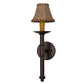 Meyda Lighting Amada 6" Mahogany Bronze Wall Sconce With Beige Faux Leather Shade