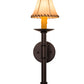 Meyda Lighting Amada 6" Mahogany Bronze Wall Sconce With Beige Faux Leather Shade