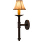 Meyda Lighting Amada 6" Mahogany Bronze Wall Sconce With Beige Faux Leather Shade